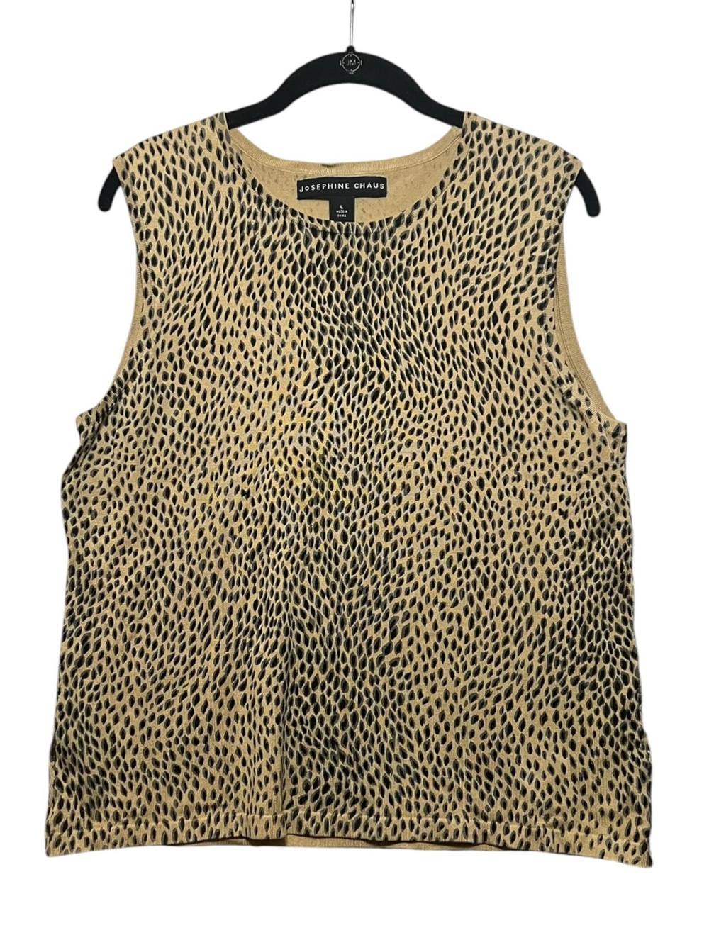 Chic Office Silk Blend Cheetah Stretch Josephine Chaus Sleeveless Shell Top Sz L